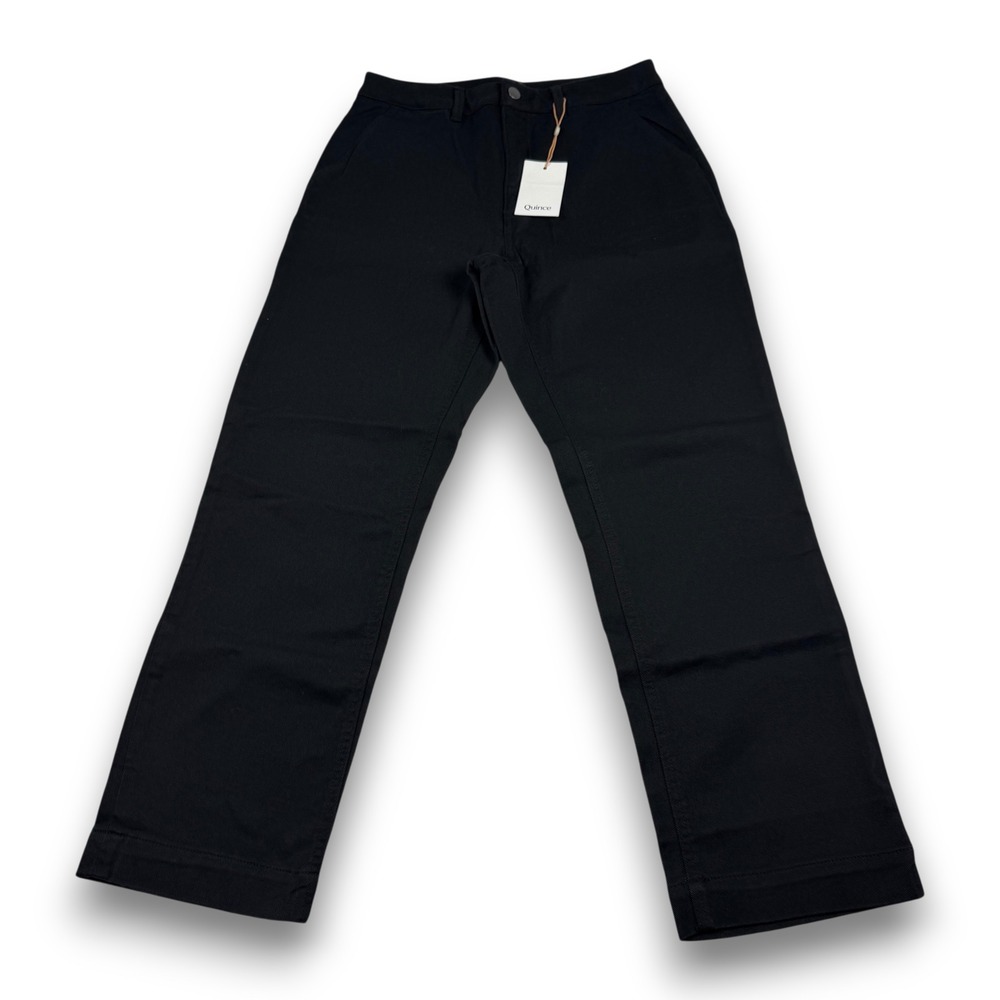 Quince Women Organic Stretch Cotton Twill Straight Leg Cropped Pants Black 6 NEW